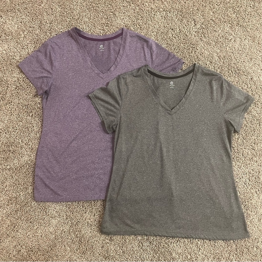 C9 by Champion Women's 2-Pack V-Neck T-Shirts - Purple and Gray, Size XL